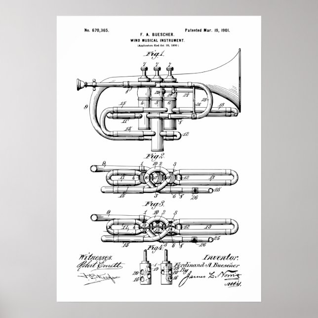 Patent för musikinstrument för vind poster (Framsidan)