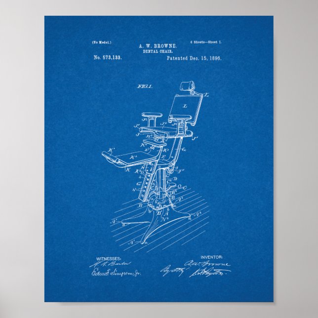 Patent för tandstol - Blåavtryck Poster (Framsidan)