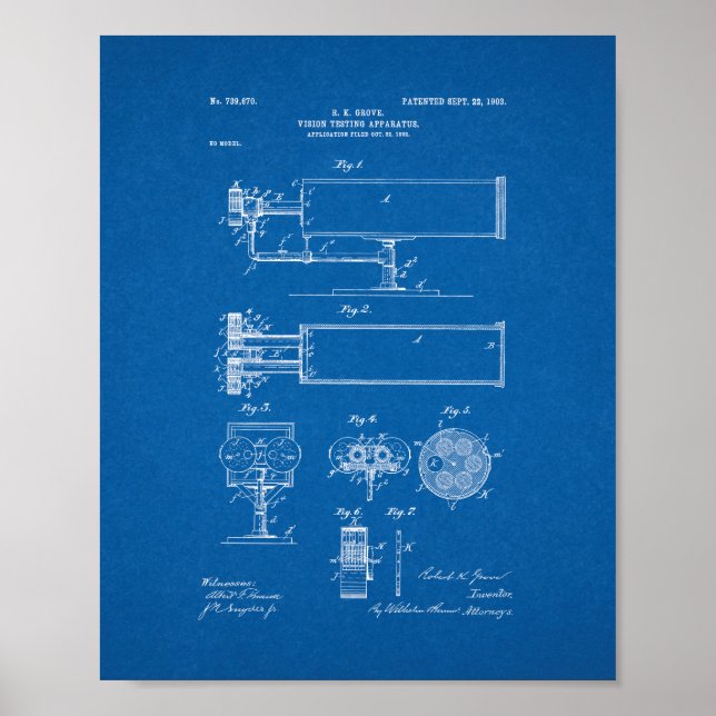 Patent för visuellt testprogram - Blåavtryck Poster (Framsidan)