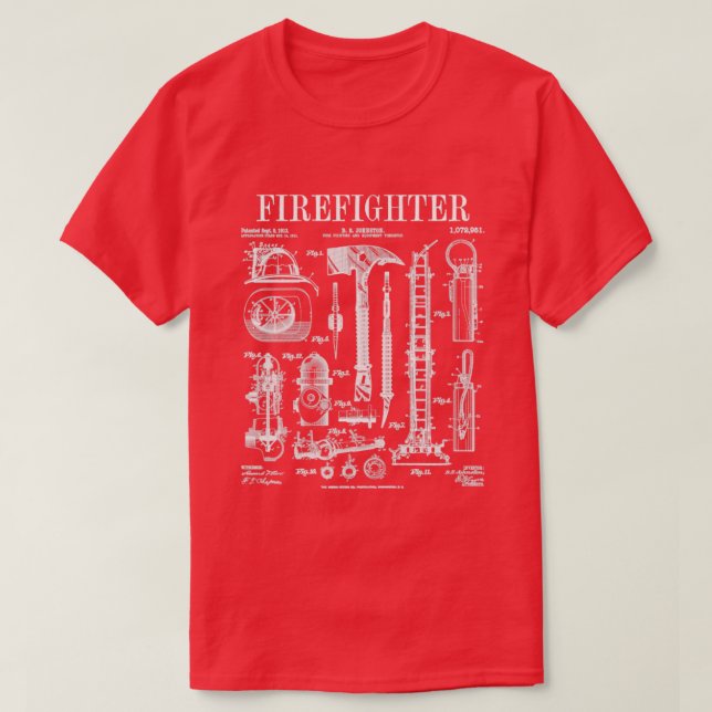 Patent på brandbekämpningsavdelningen för brandman t shirt (Design framsida)
