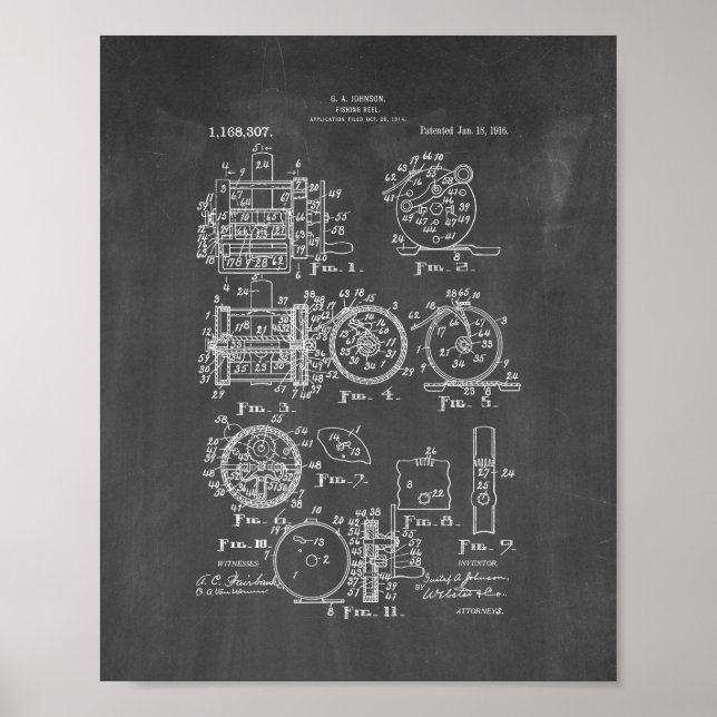 Patent på fiskeredskap - Kalkboard Poster (Framsidan)