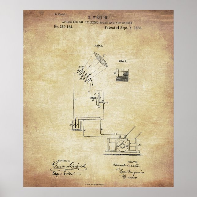 Patent på gammalt solenergienhet poster (Framsidan)