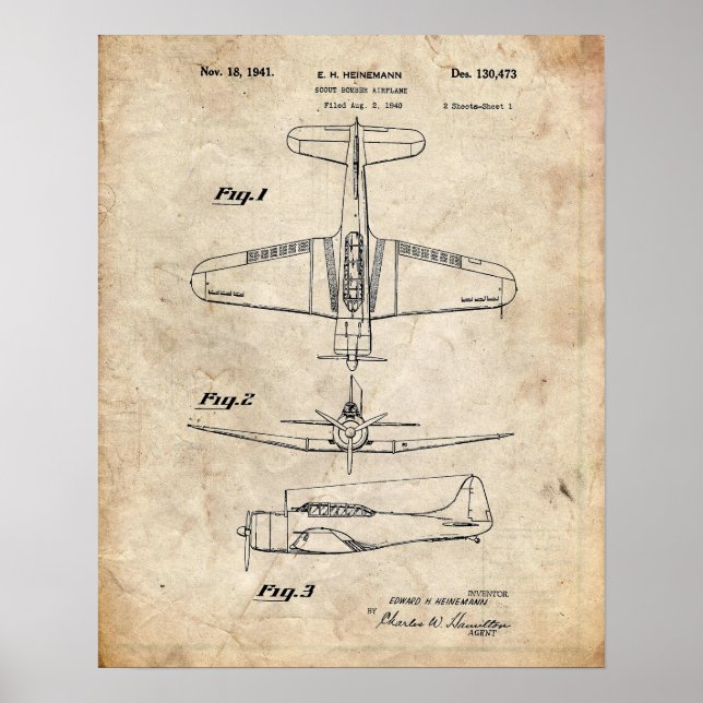 Patent på scout Bomber-flygplan Poster (Framsidan)