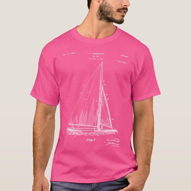 Patent på segelbåt - Yacht Art - Blåkopia T Shirt (Framsida)