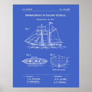 Patent Segelfartyg Ritning Poster