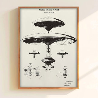 Patent Väggkonst UFO Affisch Rymdfarkost Konst Vin