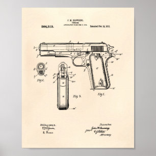 Patenterad konst 1911 - gammala Peper för Colt .45 Poster