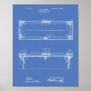 Patenterad konst för bassängbord 1902 - ritning poster