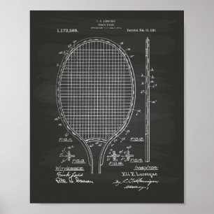 Patenterad konst för tennisracket 1916 - svart poster