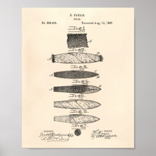 Patenterad konst gammala Peper för cigarr 1887 Poster