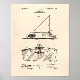 Patenterad konst gammala Peper för fisknät 1905 Poster