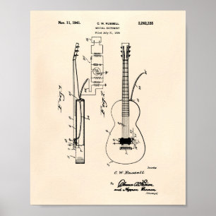 Patenterad konst gammala Peper för gitarr 1941 Poster
