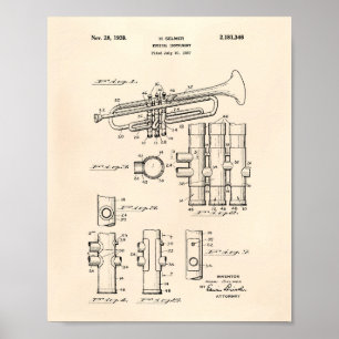 Patenterad konst gammala Peper för trumpet 1939 Poster