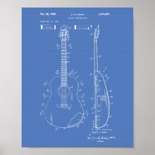 Patenterad konstritning för gitarr 1969 poster