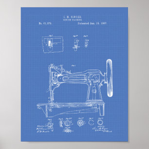Patenterad konstritning för symaskin 1867 poster
