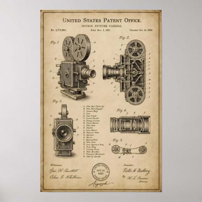 Patentritning för vintagekamera poster (Framsidan)