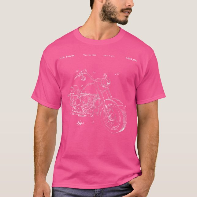 Patenttryck 1999 Motorcykel T Shirt (Framsida)