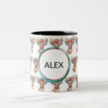 Paterna Flower Reindeer jul Magic Coffee Mugg