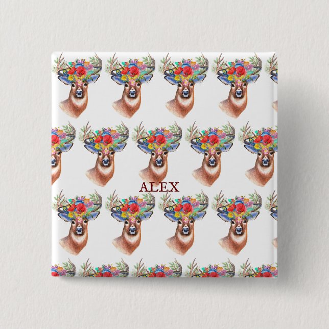 Paterna Flower Reindeer jul Magic Knapp (Framsida)