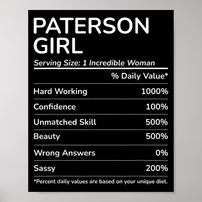 Paterson Girl Funny New Jersey Hometown  Poster (Framsidan)