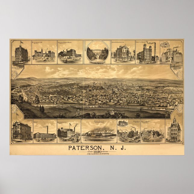 Paterson New jersey Railroad Natural Landmarks Poster (Framsidan)