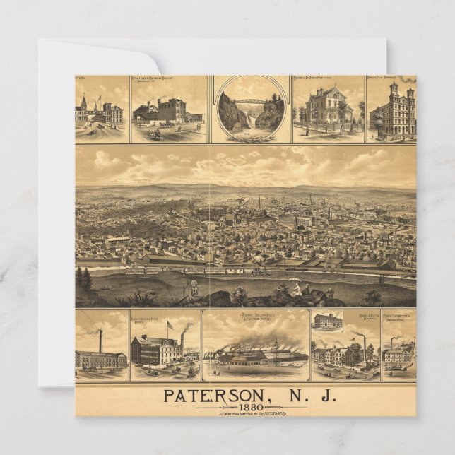 Paterson New jersey Railroad Natural Landmarks Tack Kort (Framsida)