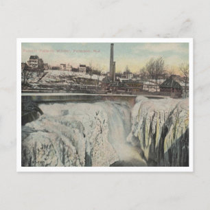Paterson NJ, Passaic Falls in Winter 1910 Vintage Vykort