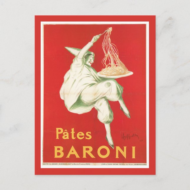 Pates Baroni Vintage Food Ad Art Vykort (Framsida)