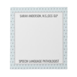 Patholog SLP-anteckning för det anpassade namnet T Anteckningsblock