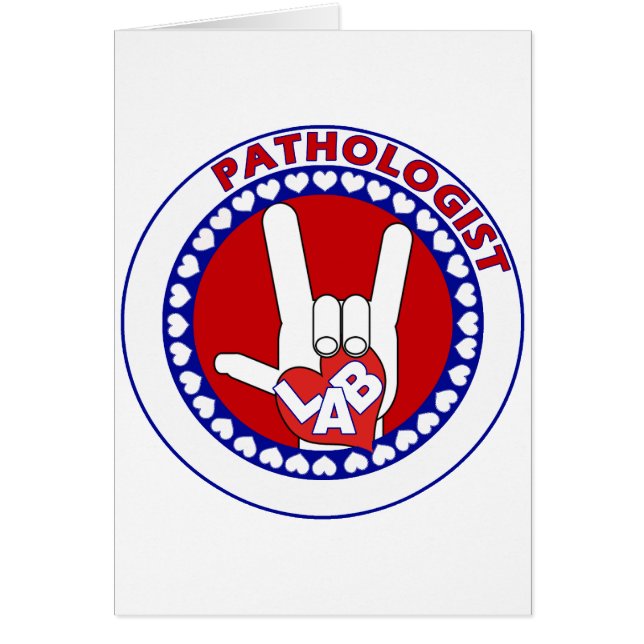 PATHOLOGIST LOGOTYP ROUND ASL I KÄRLEK LAB HÄLSNINGSKORT (Framsidan)