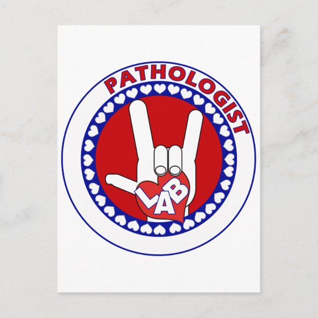 PATHOLOGIST LOGOTYP ROUND ASL I KÄRLEK LAB VYKORT (Framsida)