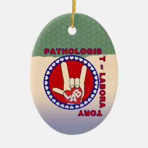 PATHOLOGIST SQUARE ASL KÄRLEK LOGOTYP JULGRANSPRYDNAD KERAMIK