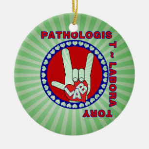 PATHOLOGIST SQUARE ASL KÄRLEK LOGOTYP JULGRANSPRYDNAD KERAMIK