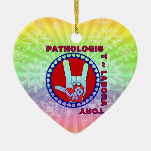 PATHOLOGIST SQUARE ASL KÄRLEK LOGOTYP JULGRANSPRYDNAD KERAMIK