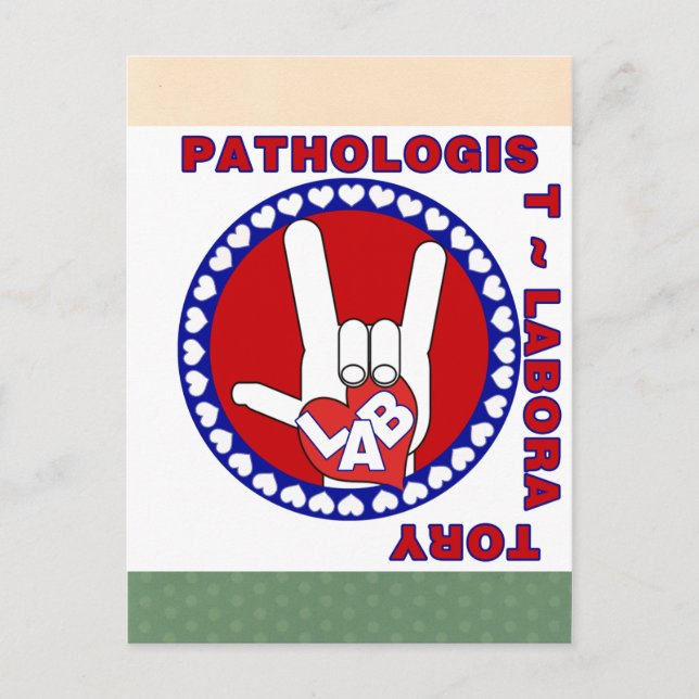 PATHOLOGIST SQUARE ASL KÄRLEK LOGOTYP VYKORT (Framsida)