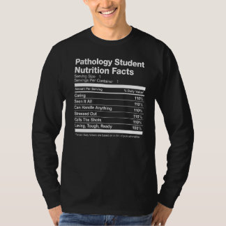 Pathology Student Nutrition Facts Funny T Shirt
