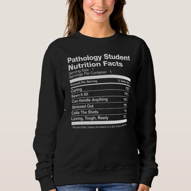 Pathology Student Nutrition Facts Funny T Shirt (Framsida)