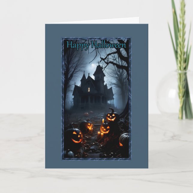 Pathway to the Haunted House Halloween Card Kort (Framsida)
