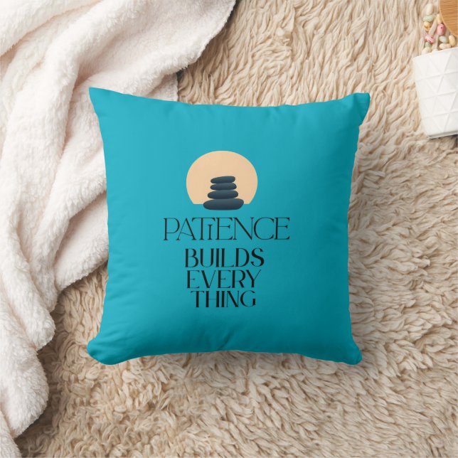 Patience Builds Everything Minimalist Zen Pillow Kudde (Filt)