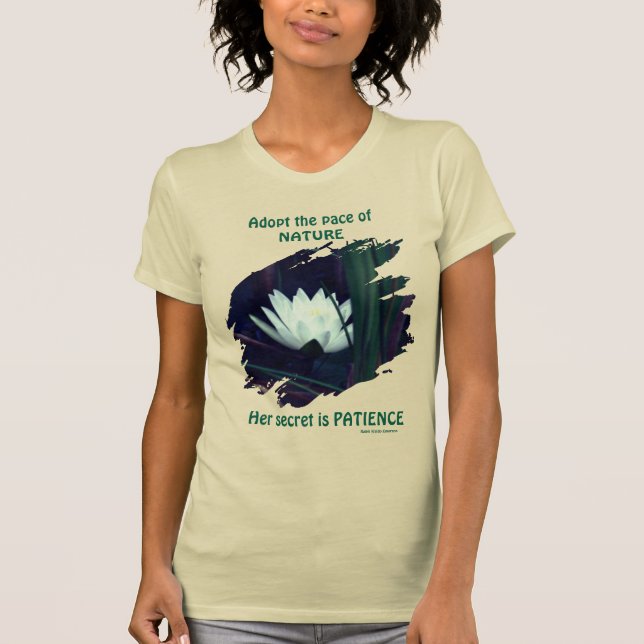 Patience Emerson Inspirational Quote Lotus  T Shirt (Framsida)