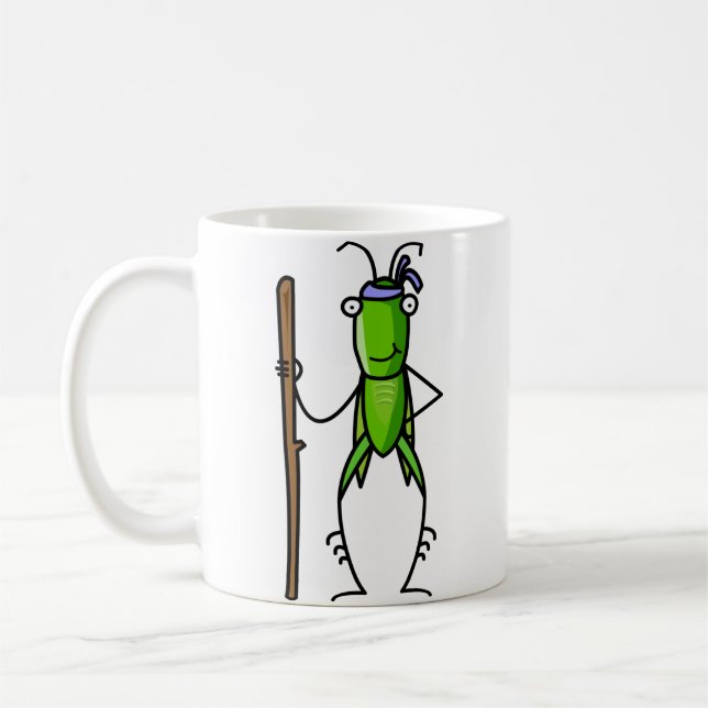 Patiens gräshoppamugganseende med bemannar kaffemugg (Vänster)