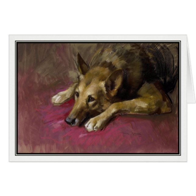 Patient Alsatian av Marino Lenci Hälsningskort (Framsidan Horizontal)