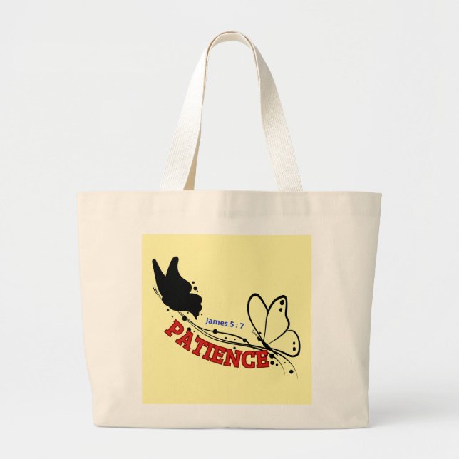 Patient ( James 5:7 ) ToteBag Jumbo Tygkasse (Framsidan)