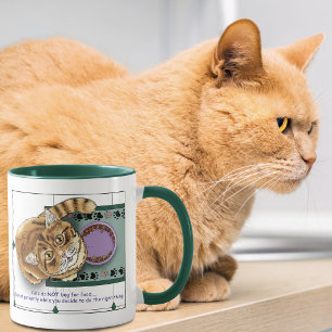 Patient Orange Rolig Kattmat Humor Grön Vit Mugg