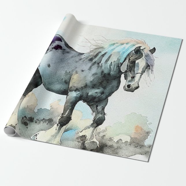 Patient Shire Horse Watercolour Presentpapper (Utrullad)