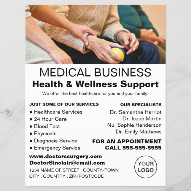 Patient & sjuksköterska, allmänpraktiserande läkar reklamblad (Framsidan)