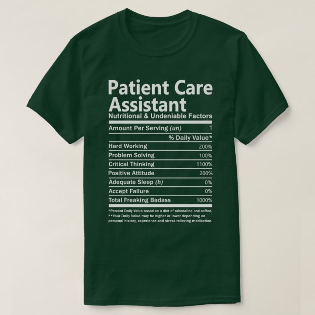Patientvårdsassistent, näringsrik och obestridlig t shirt (Design framsida)