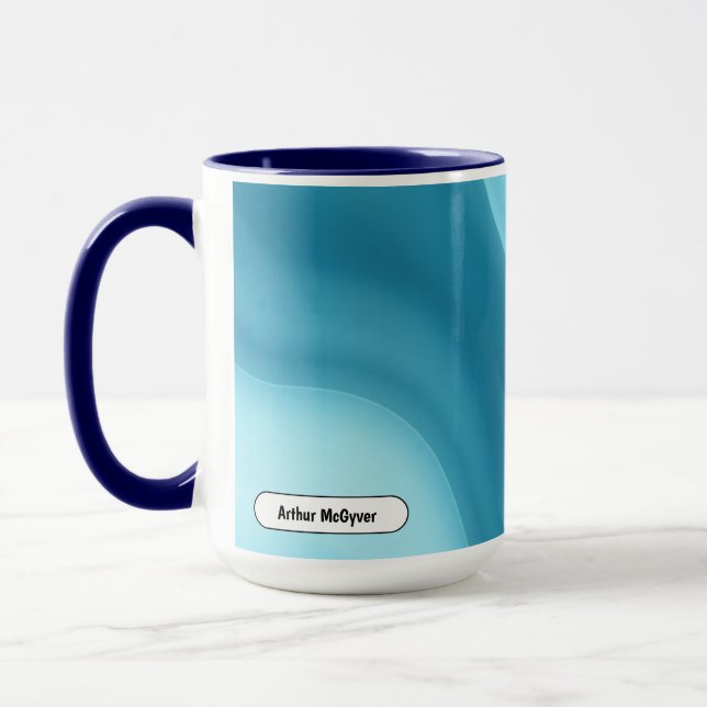 Patina Blå Mjuk Glöd Gradient Abstrakt Mugg (Vänster)