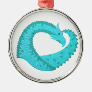 Patina hjärtdrake på vit julgransprydnad metall