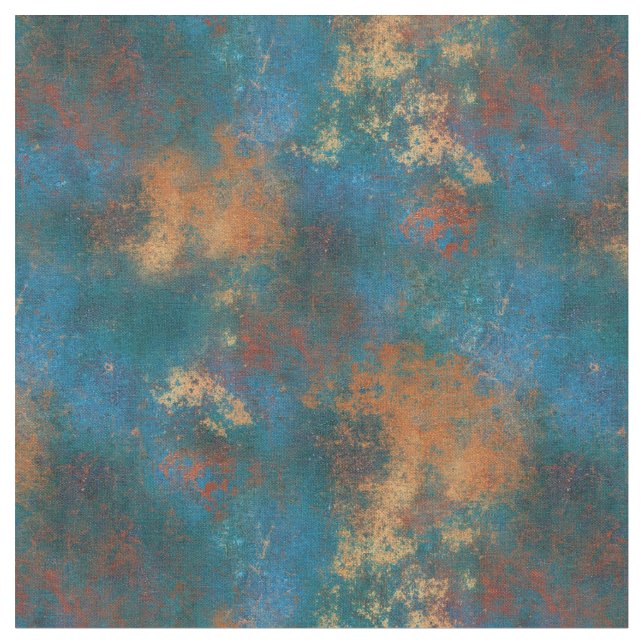 Patina Koppar Förfallen Turkos Grunge Tyg (Närbild)